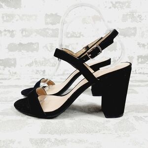 New Bp. Lula Black Faux Suede Slingback Open Toe Ankle Strap Sandals F50